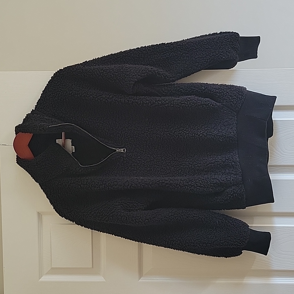 American Eagle Black Sherpa Pullover Sweatshirt